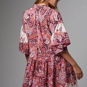 Anthropologie Janelle Flared Multicolor Floral Tunic Dress Size M.
